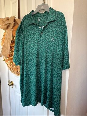 Rhoback Polo Shirt Men's 2XL Shamrock Green Golf Performance Irish Camo Clover